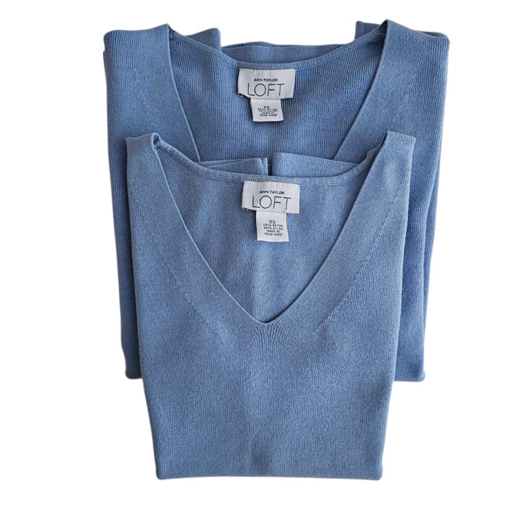 Ann Taylor Loft Cardigan & Sleeveless Top Set | Pre-Loved | XS | Bluish Gray - Picture 13 of 16
